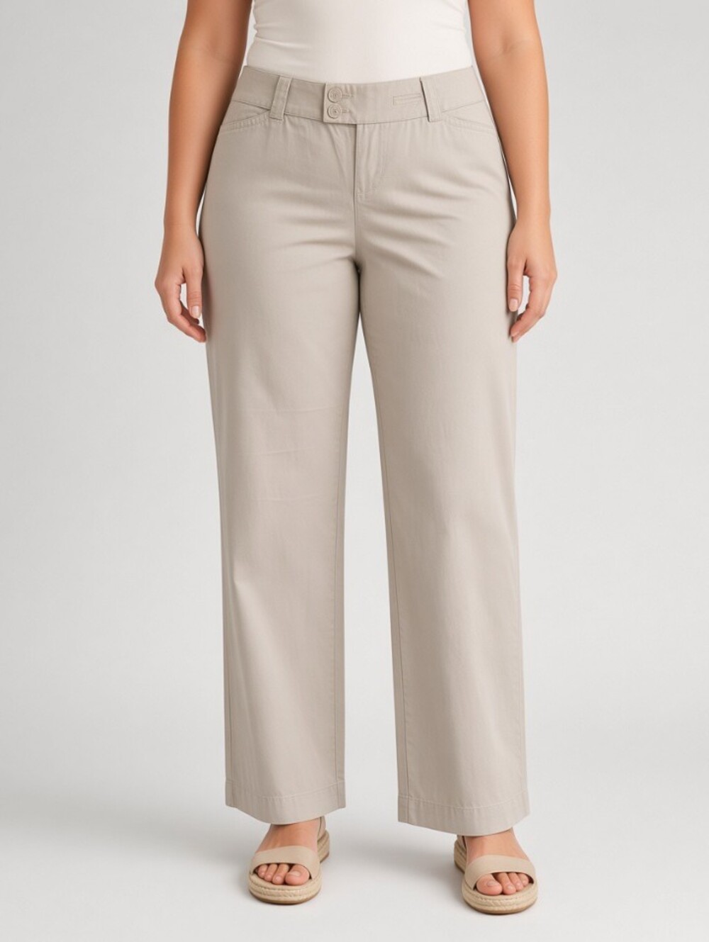 NWT Women's Lane Bryant Classic Chino Khaki Wide Leg Pants Sz 16 Average Office